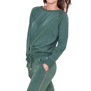 Sundry Green Twisted Front Long Sleeve Sweatshirt